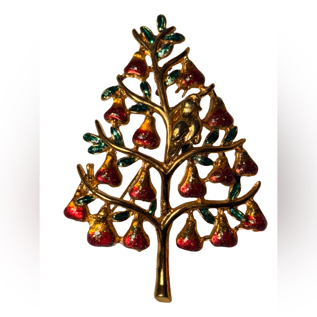 Nwt Christopher Radko Kohls Partridge In Pear Tree Gold Tone Christmas Brooch 45$